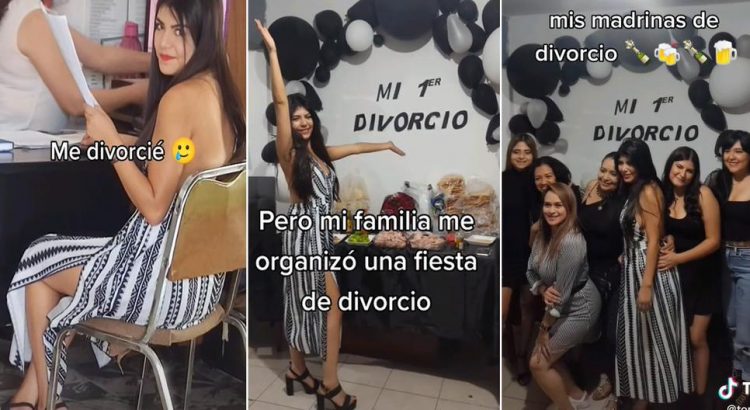 Mujer divorciada y su familia organizan una gran fiesta para ella