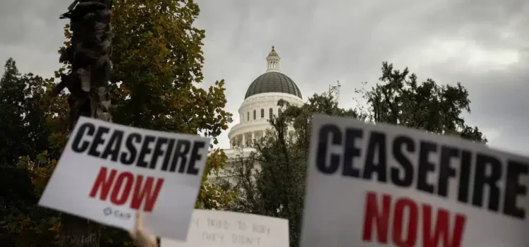 Continúan las protestas semanales en California exigiendo un alto al fuego en Gaza