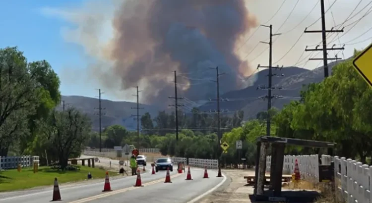 Los bomberos combaten el incendio de Madera en el condado de Riverside, cerca de Temecula.